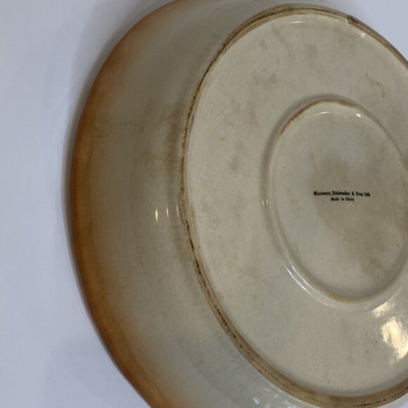Apple Pie Recipe Ceramic Pie Dish 10” Beige & Orange Microwave Dishwasher Safe - Picture 8 of 9
